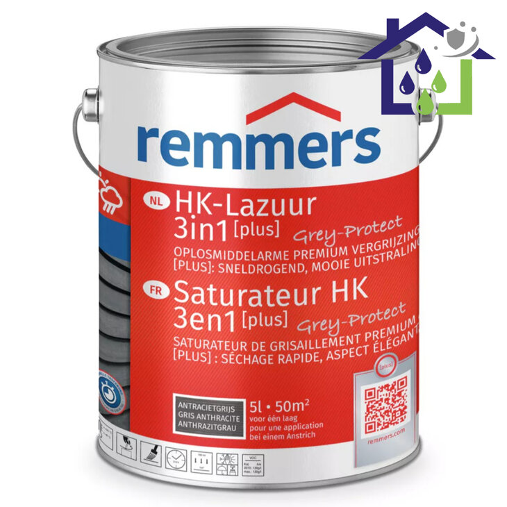 HK Lazuur grey protect 5L zilvergrijs