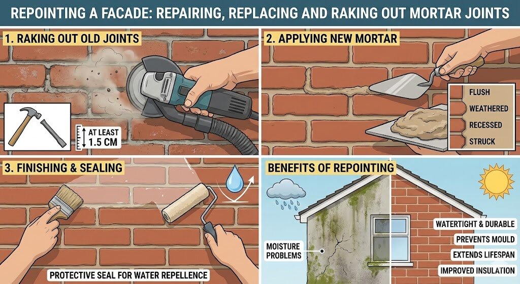 Repointing a facade: repair, replacement & raking out