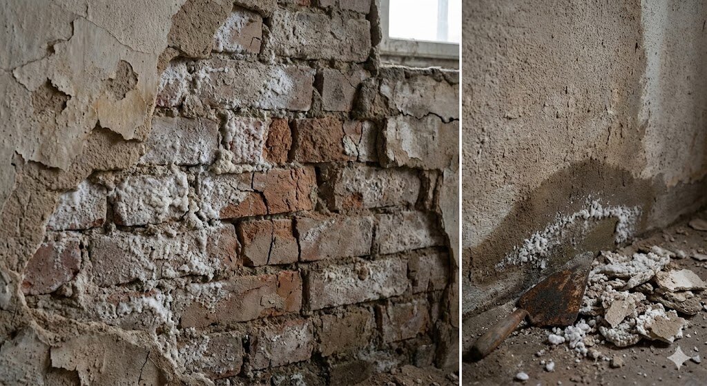 Salt crystallisation in walls: how salts destroy masonry